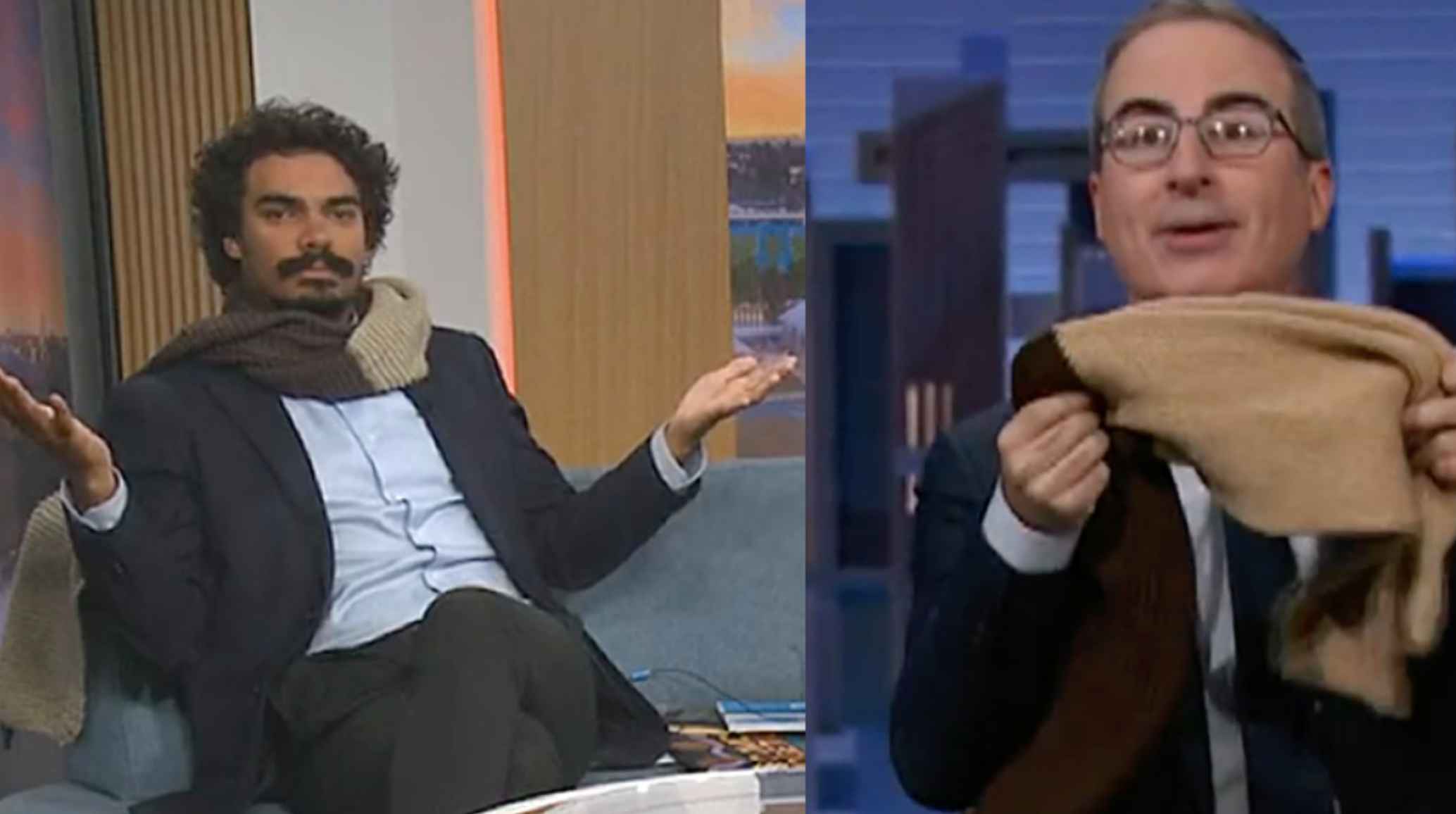 John Oliver's claim to own Tony Armstrong's mother's scarf