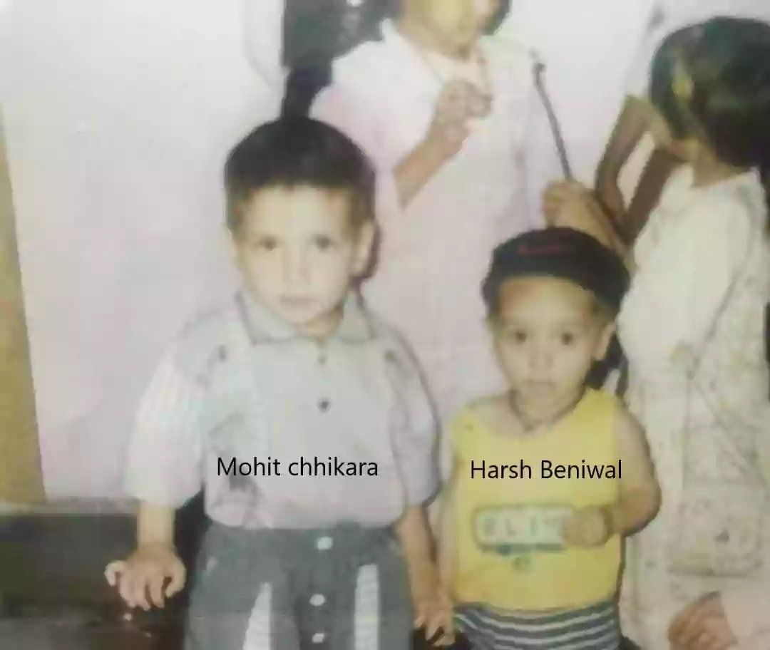 Mohit Chhikara Childhood Image With Harsh Beniwal