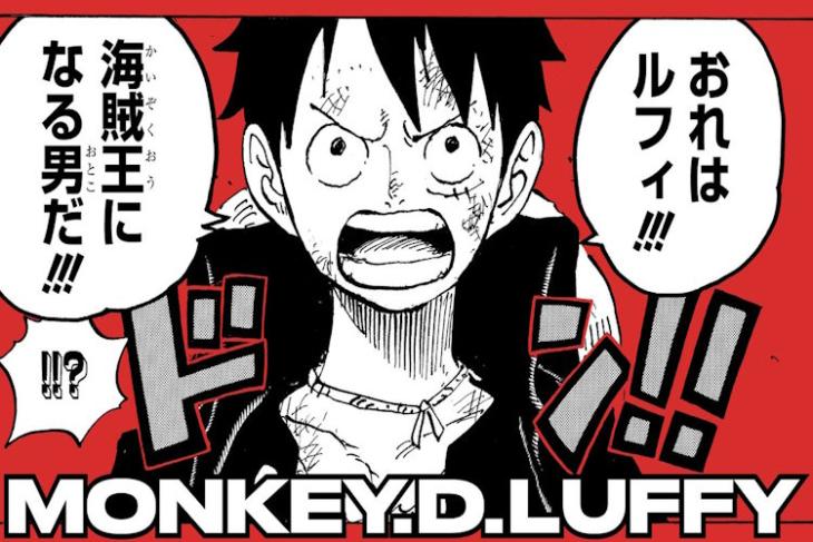 one piece monkey d luffy featured in front of a red background